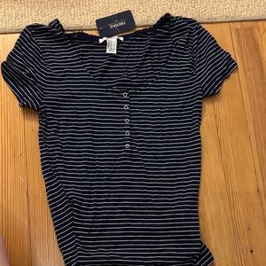 Forever 21 Navy and White Striped Tee